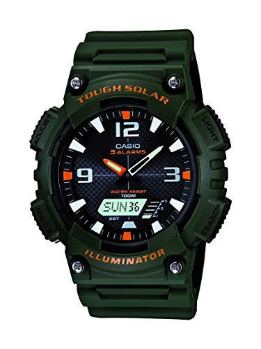 Casio Men's AQS810W-3AVCF Solar Watch with Green ...
