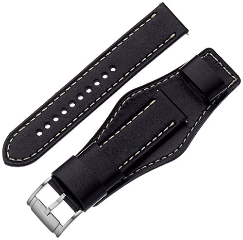 Fossil 22mm Leather Watch Band, Color: Black (Mod...