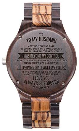 Mens Wood Watches Natural Handmade Engraved Husba...
