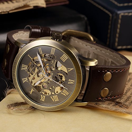 AMPM24 Men's Steampunk Bronze Skeleton Wrist Watch