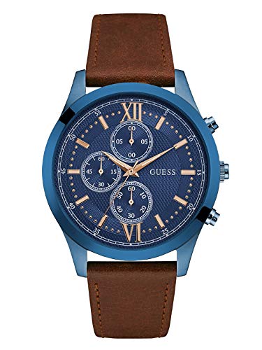 GUESS Men's Stainless Steel Leather Casual Watch,...