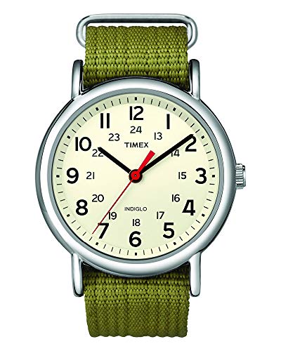 Timex Unisex T2N651 Weekender Olive Nylon Slip-Th...