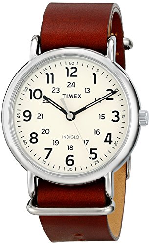 Timex Unisex T2P495 Weekender 40 Brown Leather Sl...