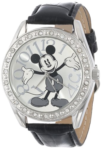 Disney Unisex MK1015 Mickey Mouse Silver Dial Bla...
