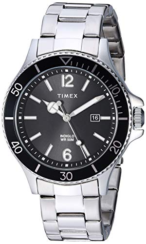 Timex Men's TW2R64600 Harborside Silver-Tone/Blac...