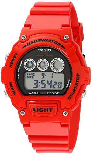 Casio Unisex W-214HC-4AVCF "Classic" Red Resin Wa...
