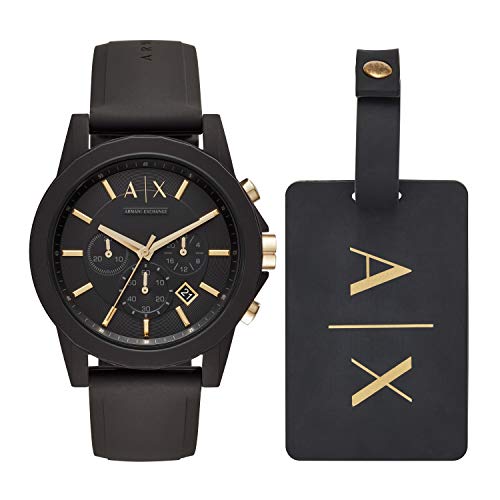 Armani Exchange Men's  Black Silicone Watch and L...