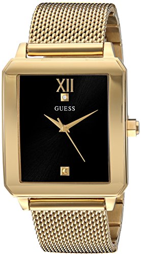 GUESS  Retangular Gold-Tone + Stainless Steel Mes...