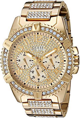 GUESS Stainless Steel Gold-Tone Crystal Embellis...