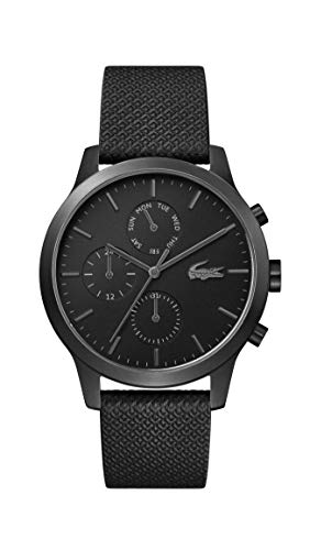 Lacoste Black pvd Quartz Watch with Leather Strap...