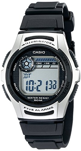 Casio Men's W213-1AVCF Basic Black and Silver Dig...