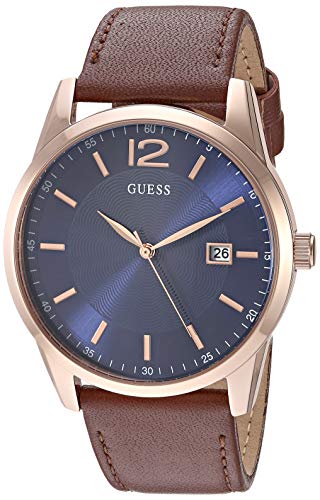 GUESS  Brown + Blue Genuine Leather Watch with Da...