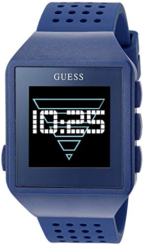 GUESS Quartz Watch with Silicone Strap, Blue, 22....