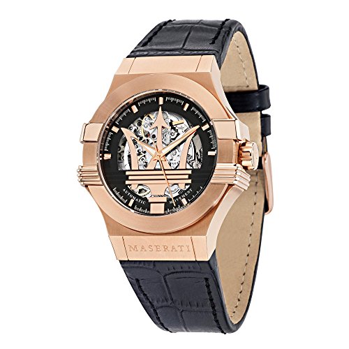 MASERATI Men's Potenza Stainless Steel Quartz Lea...