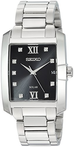 Seiko Men's Solar Diamond Japanese-Quartz Watch w...