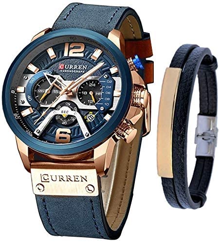 Luxury Watches for Men – Men's Leather Strap Chro...