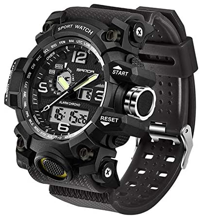Men’s Military Watch, Dual-Display Waterproof Spo...