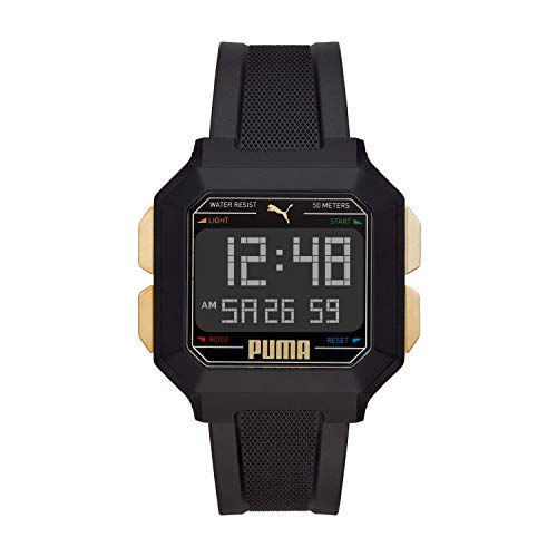 PUMA Remix Quartz Watch with Plastic Strap, Black...