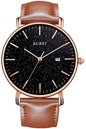 BUREI Men's Watch Ultra Thin Quartz Analog Wrist ...