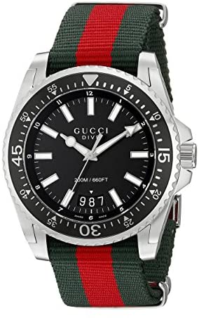 Gucci Dive Stainless Steel with Striped Nylon Ban...