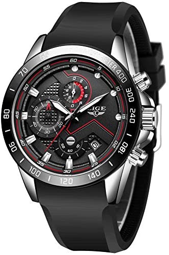 LIGE Men's Watches Elegant Silicone Strap Watches...