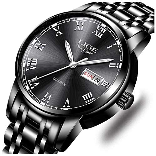 LIGE Watches Mens Fashion Waterproof Stainless St...