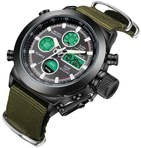 LYMFHCH Mens Black Big Face Sports Watch, LED Dig...