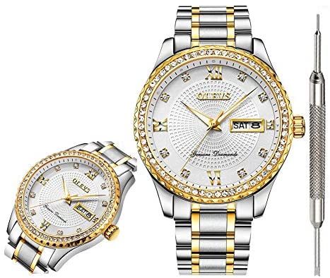 OLEVS Luxury Diamond Watches for Men Quartz Busin...