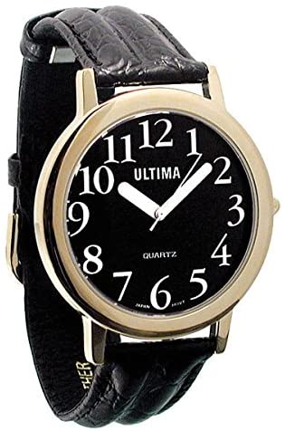 Ultima Low Vision Watch - Black Dial - White Numb...