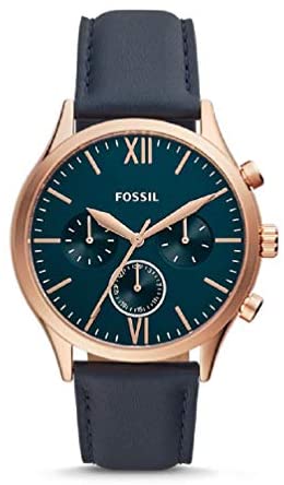 Fossil Fenmore Midsize Multifunction Navy Leather...