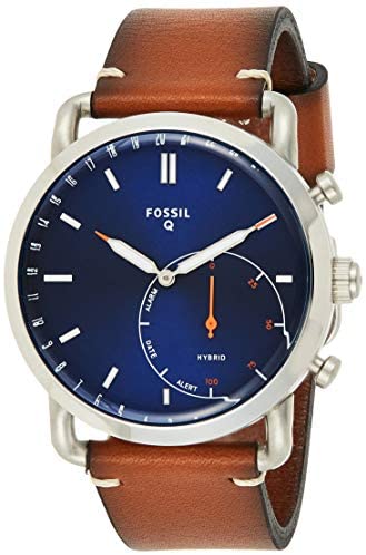 Fossil Men Commuter Stainless Steel and Leather H...