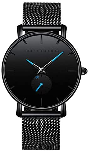GOLDEN HOUR Unisex Minimalist Wrist Watches for M...