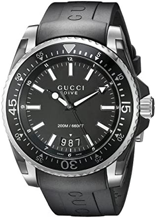 Gucci Gucci Dive Analog-Display Swiss Quartz Blac...