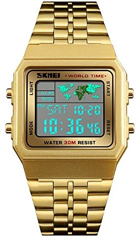 Mens Boys Sport Watch Digital World Time Alarm St...