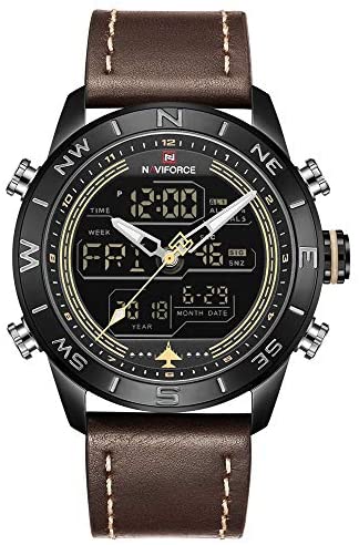 NAVIFORCE Mens Waterproof Sport Watches Leather D...