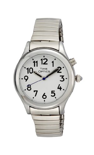 TimeOptics Women's Talking Silver-Tone Day Date A...
