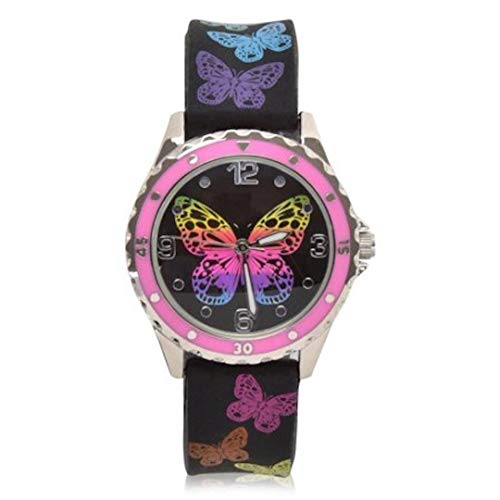 Colorful Butterfly Silicone Jelly Girls Analog Wr...