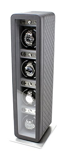 Heiden Monaco Quad Watch Winder in Black Leather