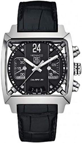 Tag Heuer Monaco Chronograph Black Dial Black Lea...